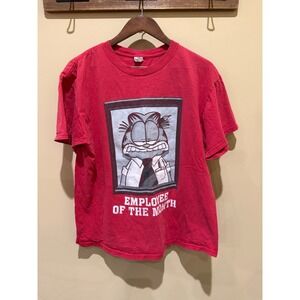 Vintage Jerzees Garfield Employee of the Month T Shirt Red Size Large